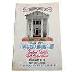 1941 US Open Championship at Colonial CC Program - Craig Wood Winner
