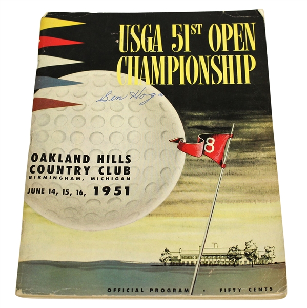 Ben Hogan Signed 1951 US Open Championship at Oakland Hills CC Program JSA ALOA