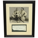 Tommy Armour Signed Cut and Black and White Photo Display Framed JSA ALOA