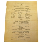 1937 Augusta National Invitational Tournament Saturday Pairing Sheet - April 3, 1937