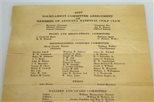 1937 Augusta National Invitational Tournament Saturday Pairing Sheet - April 3, 1937