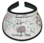 Arnold Palmer, Jack Nicklaus, Player, Watson, and others Signed Orange Tree Visor JSA ALOA