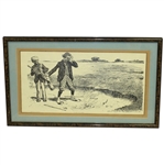 A Day at Golf Caddy with Golfer in Bunker 1899 Life Publishing Print - Framed - Roth Collection