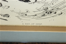 'A Day at Golf' Caddy with Golfer in Bunker 1899 Life Publishing Print - Framed - Roth Collection
