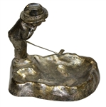 Vintage Golfer Man Art Deco Ashtray - Scratching Chin - Ball in Footprint - Roth Collection