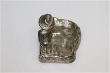 Vintage Golfer Man Art Deco Ashtray - Scratching Chin - Ball in Footprint - Roth Collection