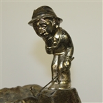 Vintage Golfer Man Art Deco Ashtray - Scratching Chin - Ball in Footprint - Roth Collection