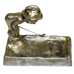 Vintage Golfer Man Art Deco Ashtray - Bending Over Sandtrap - Ball in Footprint - Roth Collection