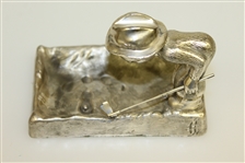 Vintage Golfer Man Art Deco Ashtray - Bending Over Sandtrap - Ball in Footprint - Roth Collection