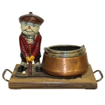 Vintage Dunlop Man with Ashtray on Wooden Plinth/Tray - Half-Lid Cover - Roth Collection