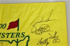 Palmer, Nicklaus, & Woods Signed 2000 Masters Embroidered Flag with Others JSA ALOA