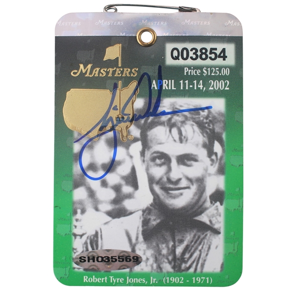 Tiger Woods Signed 2002 Masters Series Badge UDA #SHO3559