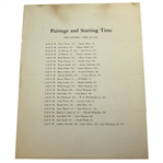 1941 Masters Saturday Pairing Sheet - April 5th - Craig Wood Winner
