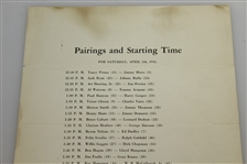 1941 Masters Saturday Pairing Sheet - April 5th - Craig Wood Winner