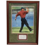 Tiger Woods Signed Fist Pump Oversize Photo - Framed UDA #BAH82608 with PenCam!