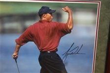 Tiger Woods Signed 'Fist Pump' Oversize Photo - Framed UDA #BAH82608 with PenCam!