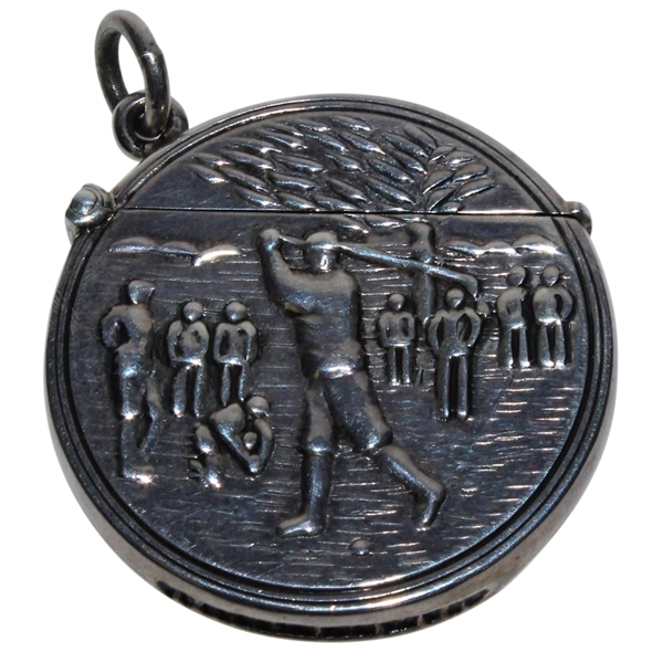 Sterling Silver Golf Themed Circular Match Holder - Backswing