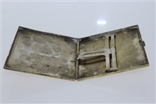 Circa 1920 Evans Nickel Silver Plated Cigarette Case with Golfer
