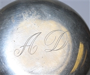 Sheffield Hand Crafted Classic Pewter Circular Flask with Golfer Post-Swing