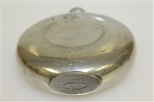 Sheffield Hand Crafted Classic Pewter Circular Flask with Golfer Post-Swing