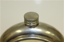 Sheffield Hand Crafted Classic Pewter Circular Flask with Golfer Post-Swing