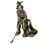Unmarked Pewter Golfer Themed Pipe Holder - Bird on Head