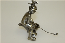 Unmarked Pewter Golfer Themed Pipe Holder - Bird on Head