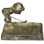 Vintage Golfer Man Art Deco Ashtray - Bending Over Sandtrap - Ball in Footprint
