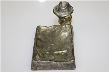 Vintage Golfer Man Art Deco Ashtray - Bending Over Sandtrap - Ball in Footprint