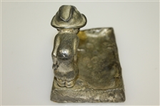 Vintage Golfer Man Art Deco Ashtray - Bending Over Sandtrap - Ball in Footprint