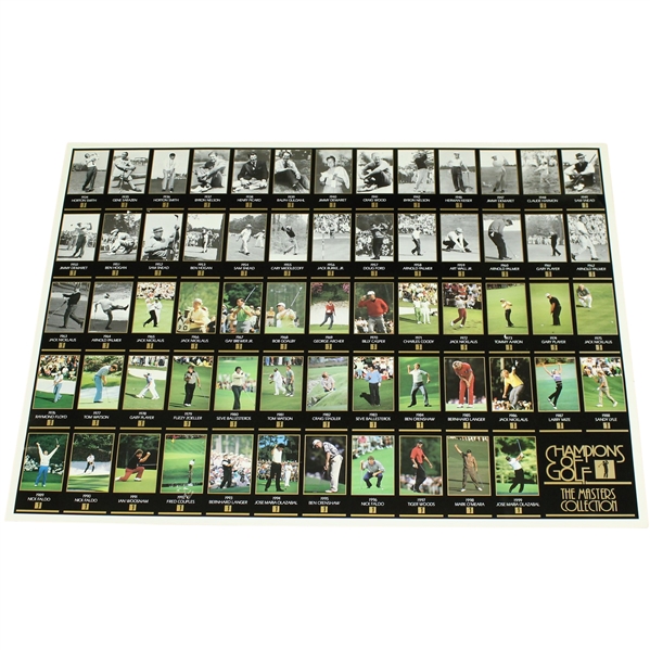 Champions of Golf The Masters Collection Uncut Sheet of Golf Cards