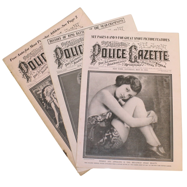 Three Vintage 1920s Police Gazette Illustrated Sports Journals - Miscellaneous