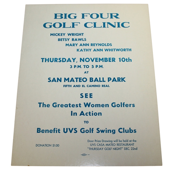 Broadside Advertising Big Four Womens Golf Exhibition Clinic at San Mateo Ball Park