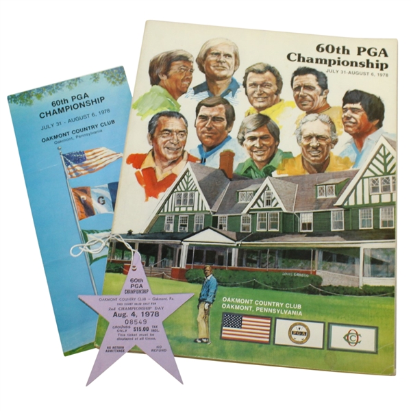1978 PGA Championship at Oakmont Country Club Program, Ticket, & Pairing Sheet