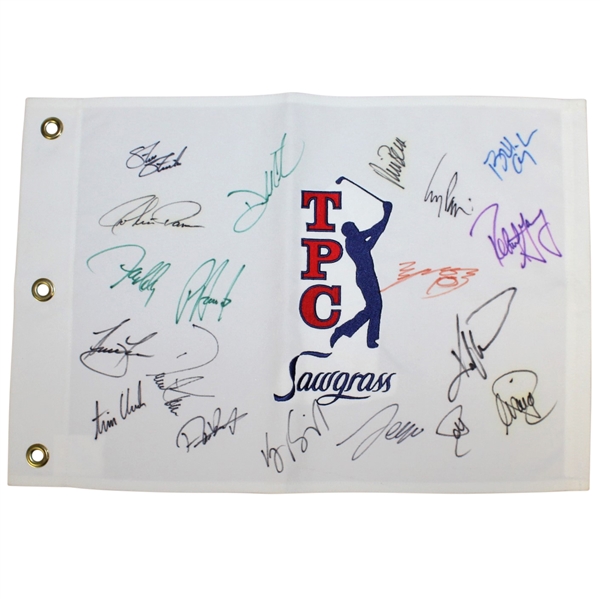 Multi-Signed TPC Sawgrass Embroidered Flag JSA ALOA