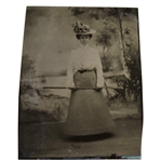 1900 Lady Golfer Tintype Photo - July 10th, Detroit Michigan - Framed