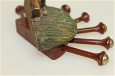 Unique Genuine Burwood Wood Carved Golfer with Golf Bag Wall Tie Holder