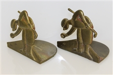 Pair of Golfers Teeing Up Golf Ball Themed Brass Bookends - Art Brass Co. New York