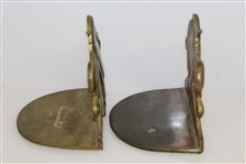 Pair of Golfers Teeing Up Golf Ball Themed Brass Bookends - Art Brass Co. New York