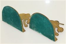 Pair of Golfers Teeing Up Golf Ball Themed Brass Bookends - Art Brass Co. New York