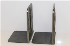 1920's Male & Female Golfers Post Swing Themed Cast Iron Bookends - Bradley & Hubbard