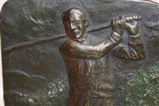 1920's Male & Female Golfers Post Swing Themed Cast Iron Bookends - Bradley & Hubbard
