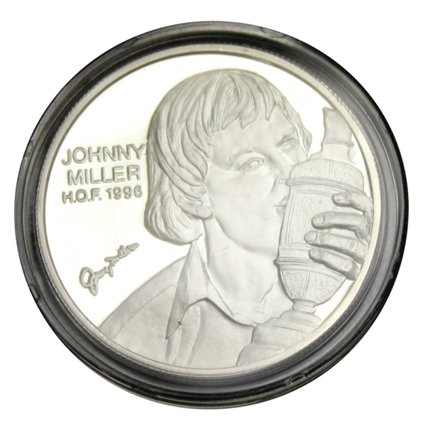 Johnny Miller One Troy Ounce Fine Silver PGA Tour HOF 1996 Commemorative Medal with Certificate - Scarce