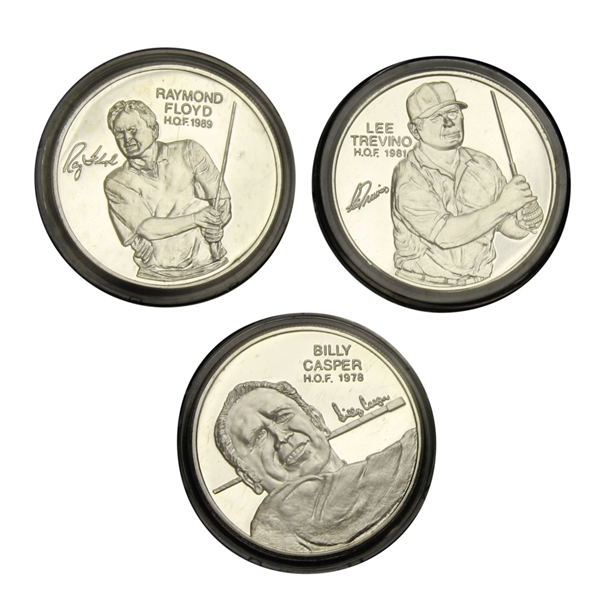 Floyd, Trevno, & Casper Fine Silver PGA Tour HOF Commemorative Medals with Certificates