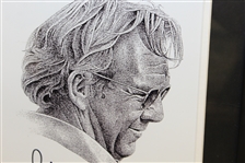Arnold Palmer Signed Black and White Print Drawing - Framed JSA ALOA