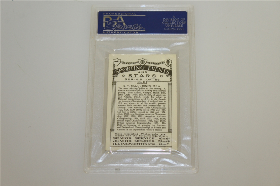 R.T. (Bobby) Jones 1935 J.A. Pattreiouex Sporting Events & Stars Card PSA/DNA NM 7 #02075560