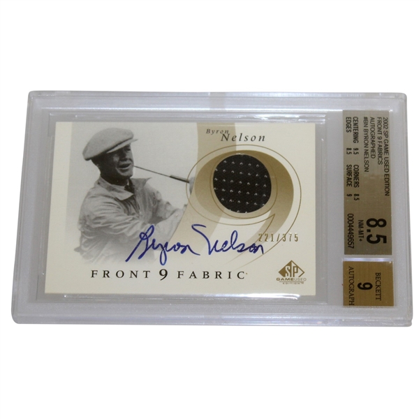 Byron Nelson Signed 2002 Front 9 Fabric Golf Card BECKETT #NM-MT 8.5 #0004449657