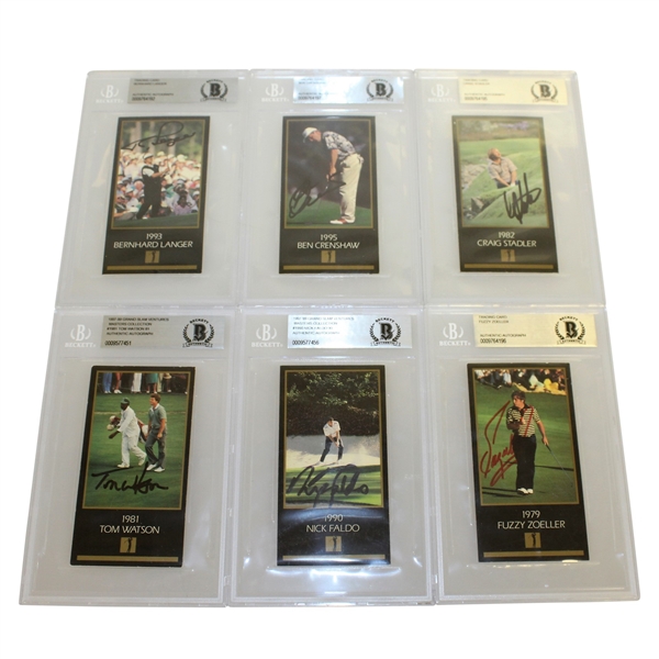 Six Signed Grand Slam Ventures Masters Collection Golf Cards - All are BECKETT Slabbed