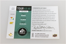 Tiger Woods, Arnold Palmer, & Jack Nicklaus Tour Gear Game Used Golf Card - Shirts