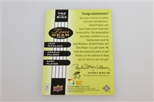 Arnold Palmer, Gary Player, & Jack Nicklaus Tour Gear Game Used Golf Card - Shirts
